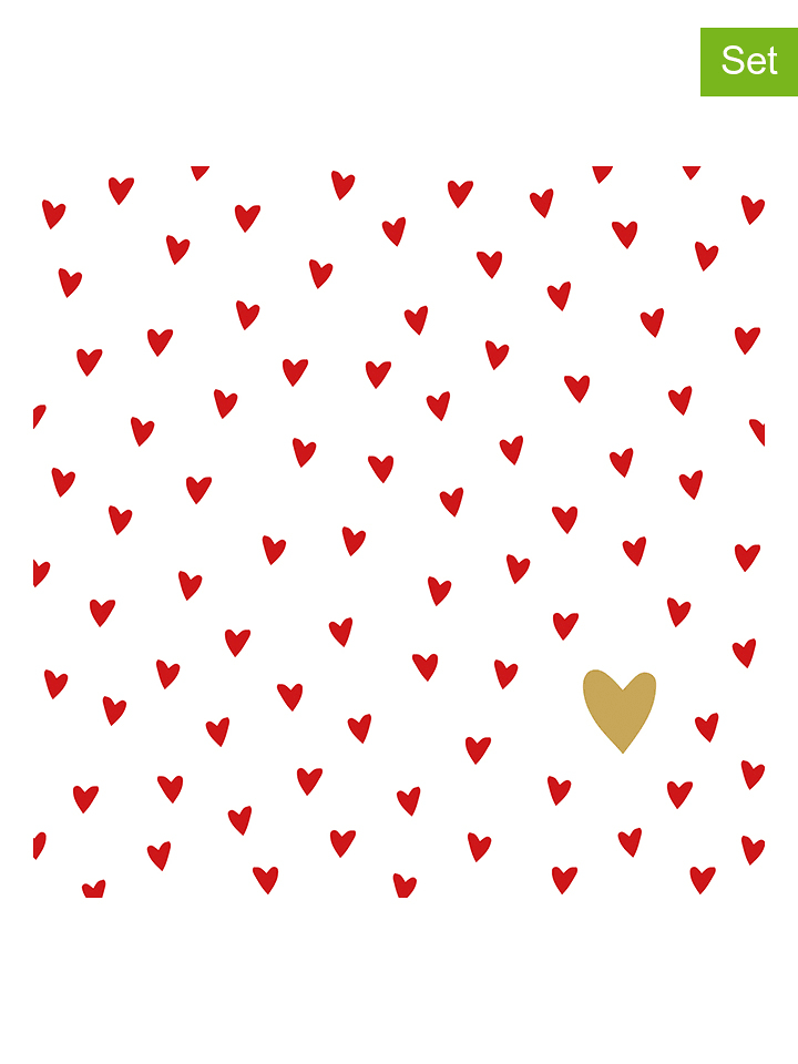 ppd Serwetki (40 szt.) "Little Hearts" w kolorze biało-czerwonym rozmiar: onesize