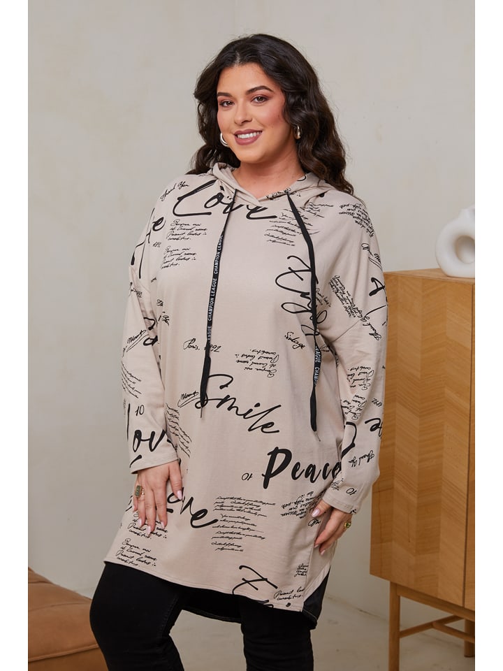 Curvy Lady Sukienka dresowa w kolorze beżowym rozmiar: 44/46