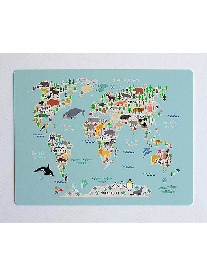 The Wild Hug Podkładka "Mapamundi" w kolorze niebieskim ze wzorem na biurko - 55 x 35 cm rozmiar: onesize