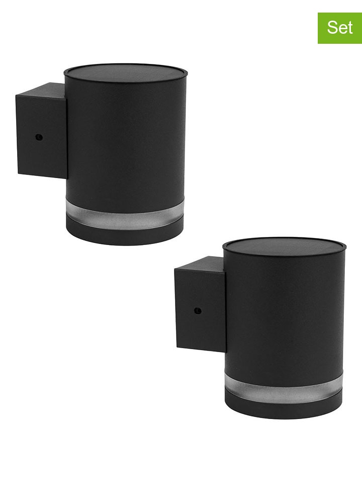 lumisky Solarne lampy ścienne (2 szt.) "Helio" w kolorze czarnym - 12 x 9 x 11,5 cm rozmiar: onesize