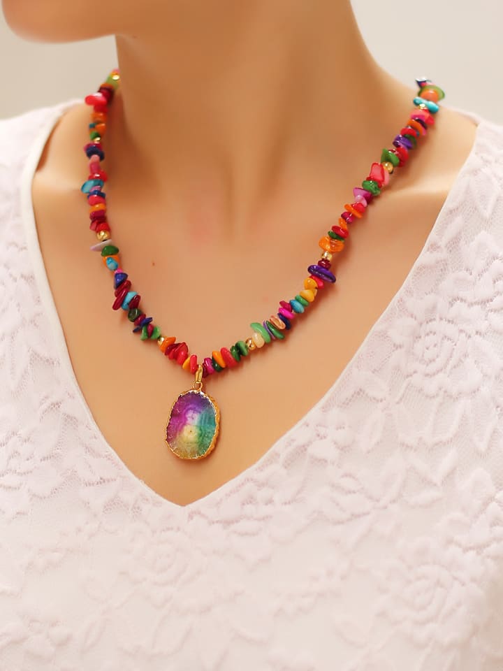 L'Atelier de Gaia Pozłacany naszyjnik z elementami ozdobnymi - dł. 50 cm rozmiar: onesize