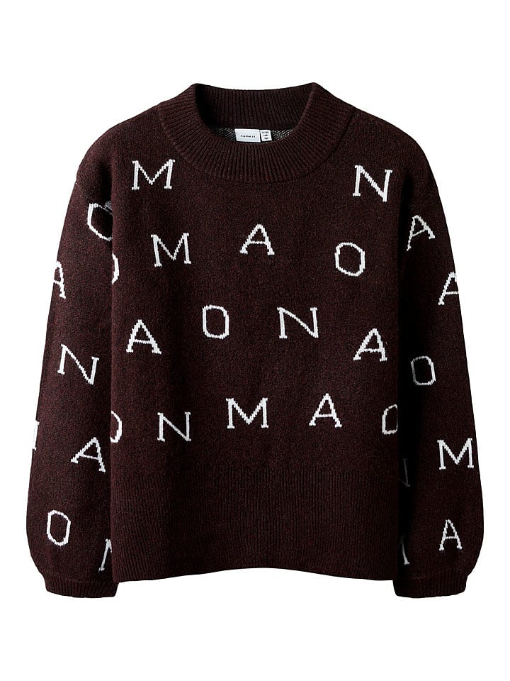 name it Sweter "Pneif" w kolorze brązowo-białym rozmiar: 122/128