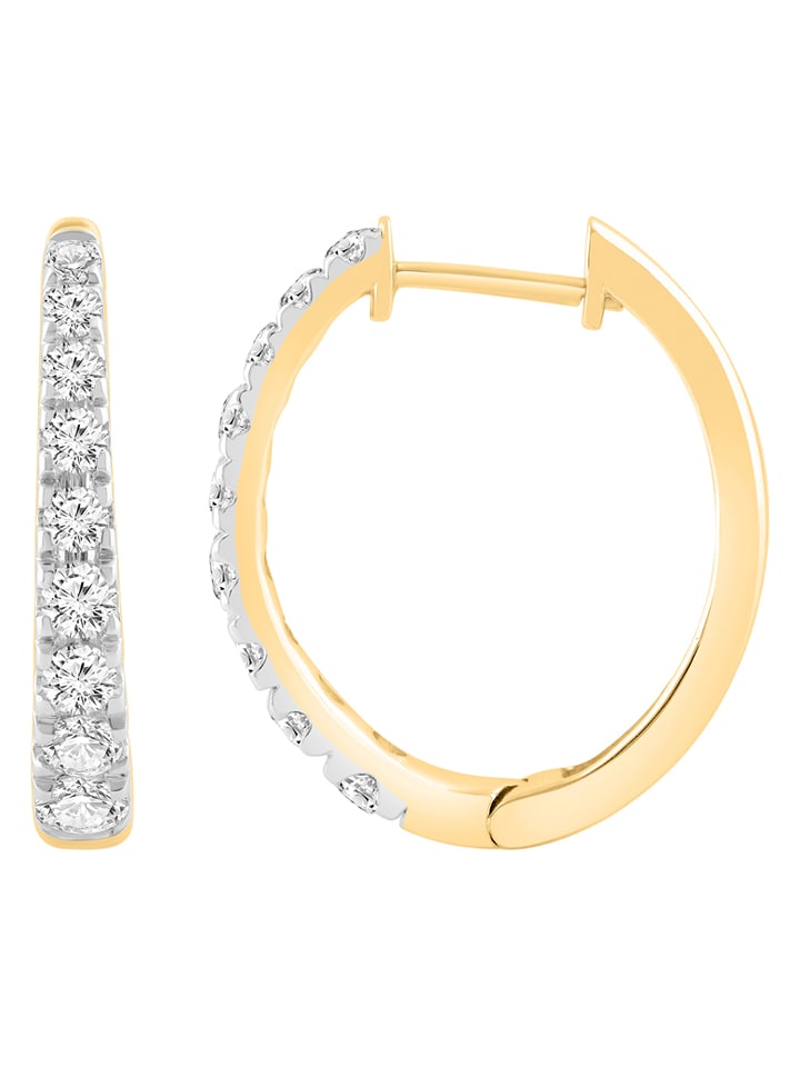 Diamonds lab grown Złote kolczyki-kreole z diamentami rozmiar: onesize