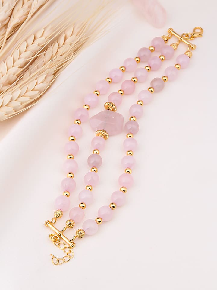 L'Atelier de Gaia Pozłacana bransoletka z kwarcem różowym rozmiar: onesize