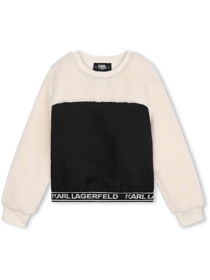 Karl Lagerfeld Kids Sweter w kolorze kremowo-czarnym rozmiar: 140