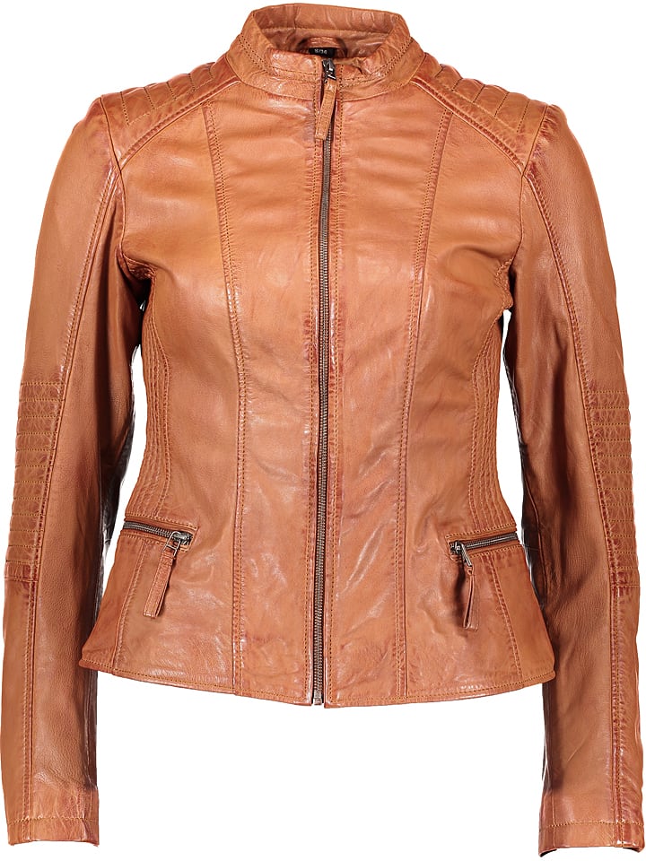 7eleven Skórzana kurtka "Fran" w kolorze karmelowym rozmiar: XL