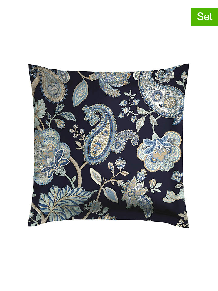 maison héritage PARIS Satynowe poszewki (2 szt.) "Kashmir" w kolorze granatowo-białym na poduszki rozmiar: 80x80 cm