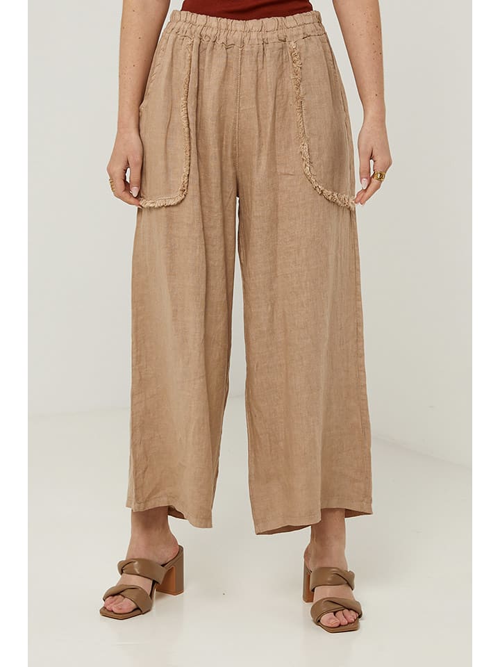 Rodier Lin Lniane spodnie w kolorze karmelowym rozmiar: M/L