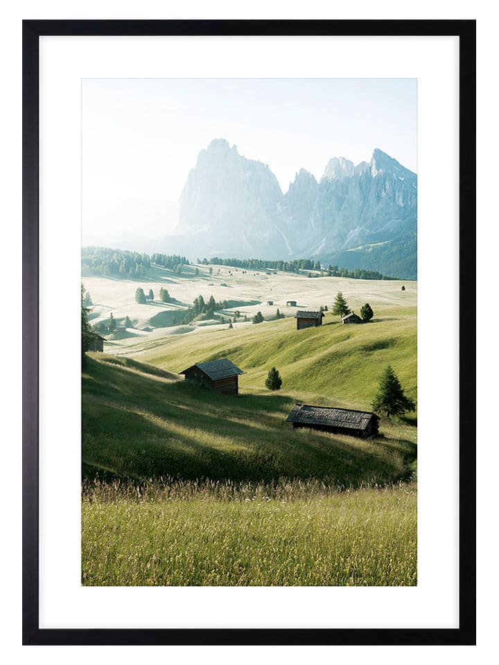 Ars Longa Druk artystyczny "Wooden Cottages In The Valley" w ramce - 70 x 50 cm rozmiar: onesize