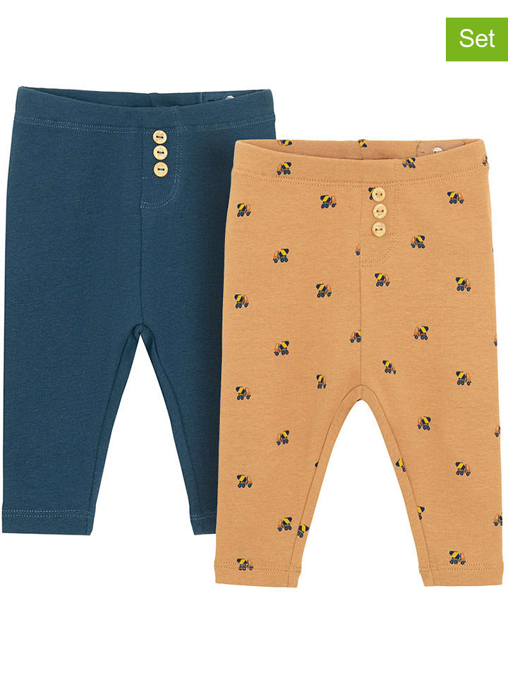 COOL CLUB Legginsy (2 pary) w kolorze granatowym i żółtym rozmiar: 92