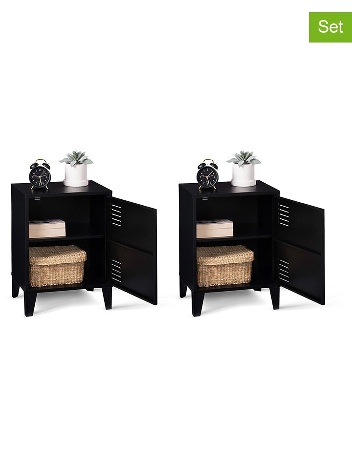IDOMYA Essentials Stoliki nocne (2 szt.) w kolorze czarnym - 40 x 53 x 30 cm rozmiar: onesize