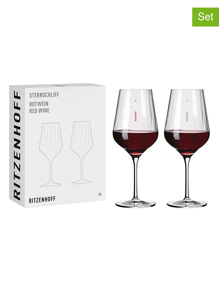 RITZENHOFF Kieliszki (2 szt.) w kolorze różowo-szarym do czerwonego wina - 570 ml rozmiar: onesize