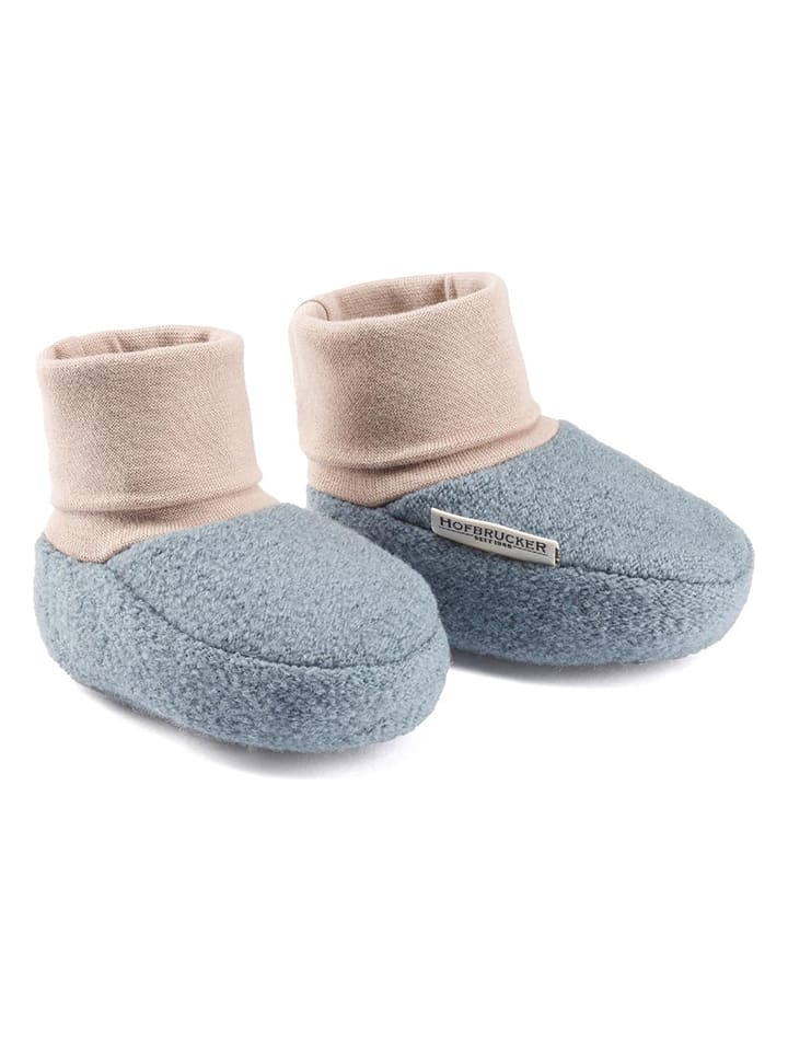 Hofbrucker Wełniane botki dziecięce w kolorze niebiesko-beżowym rozmiar: 18/19