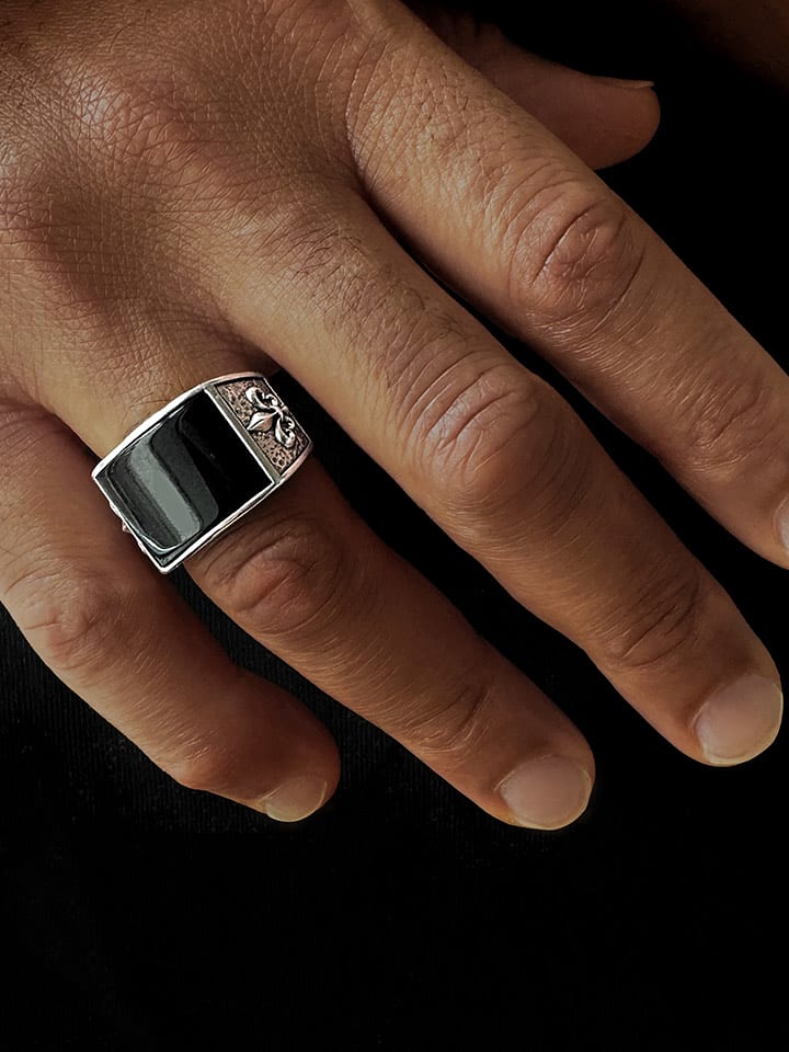 Uomo Srebrny pierścionek rozmiar: 64