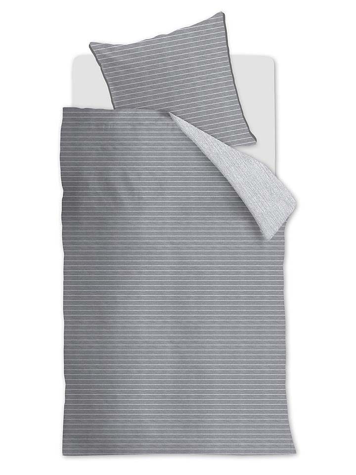 Rivièra Maison Komplet pościeli "Pinstripe" w kolorze szarym rozmiar: 155x220 cm