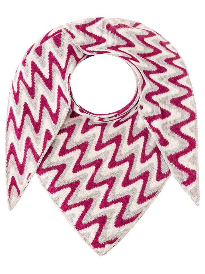 Zwillingsherz Chusta trójkątna "Winter Waves" w kolorze bordowo-szarobrązowym - 185 x 90 cm rozmiar: onesize