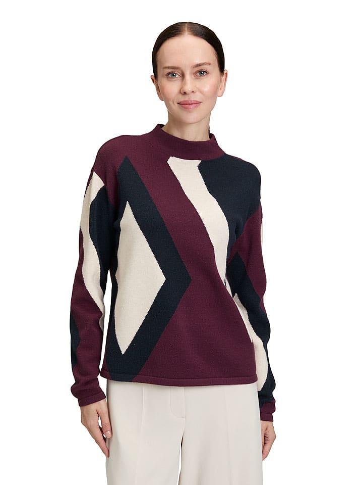 Betty Barclay Sweter w kolorze granatowo-bordowo-kremowym rozmiar: 40