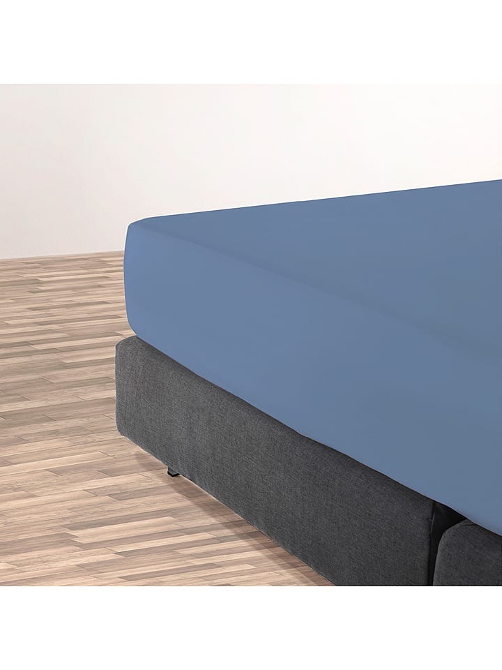 CXL by Christian Lacroix Satynowe prześcieradło w kolorze niebieskim na gumce rozmiar: 170x200 cm