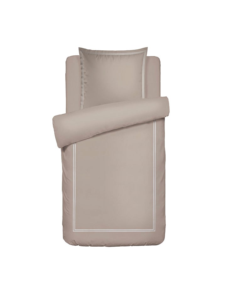 maison héritage PARIS Komplet pościeli satynowej "Paris" w kolorze szarobrązowo-białym rozmiar: 200x220 cm