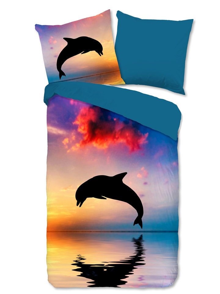 Good Morning Komplet pościeli "Dolphin" ze wzorem rozmiar: 140x220 cm