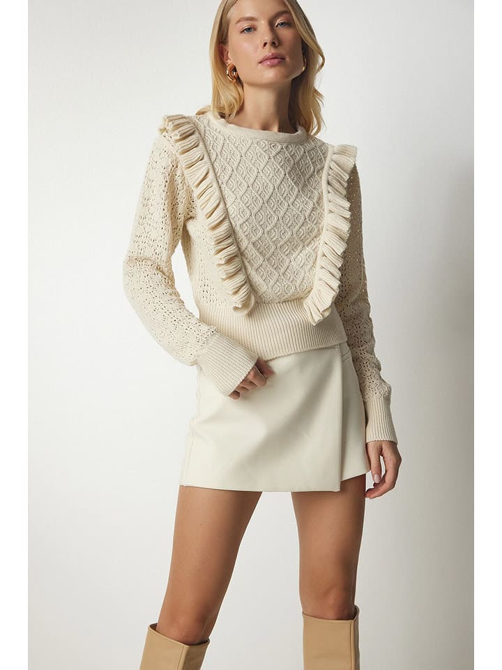 Happiness Istanbul Sweter w kolorze kremowym rozmiar: S/M