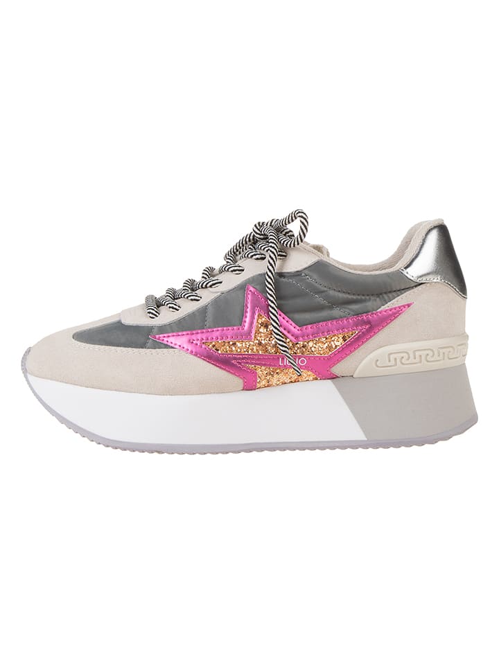 Liu Jo Sneakersy "Dreamy" w kolorze beżowo-szaro-różowym rozmiar: 37
