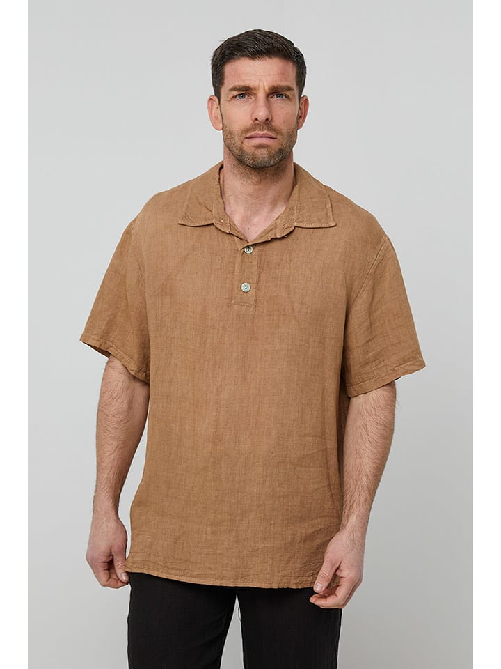 Rodier Lin Lniana koszulka polo w kolorze karmelowym rozmiar: M/L