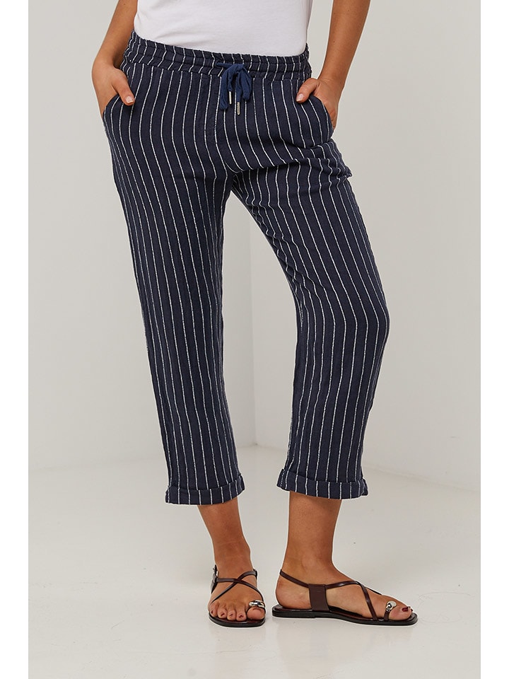 Le Monde du Lin Lniane rybaczki w kolorze granatowym rozmiar: 40/42