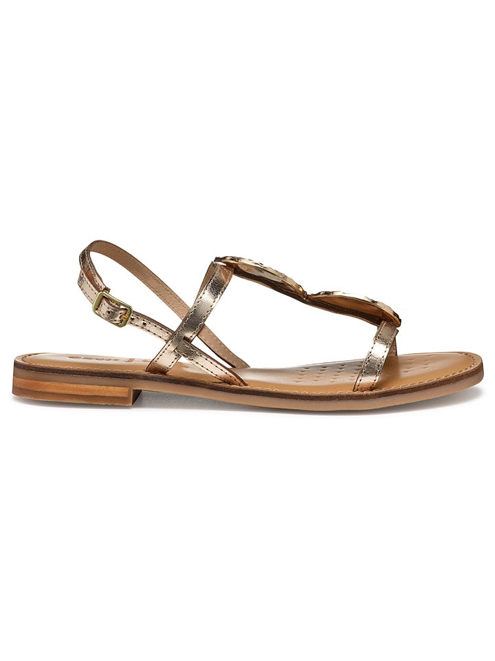 Geox Skórzane sandały "Maddalusiac" w kolorze złotym rozmiar: 38