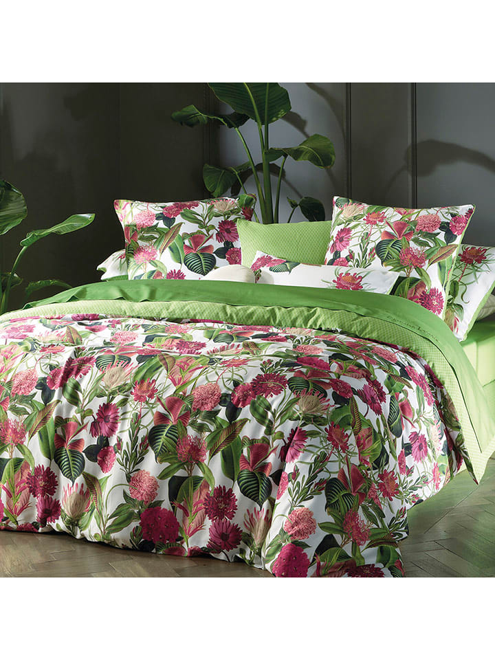 CXL by Christian Lacroix Komplet pościeli satynowej w kolorze zielono-różowym rozmiar: 155x220 cm