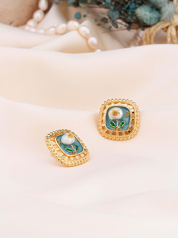 Pierres de Jade Pozłacane kolczyki-wkrętki z perłami rozmiar: onesize