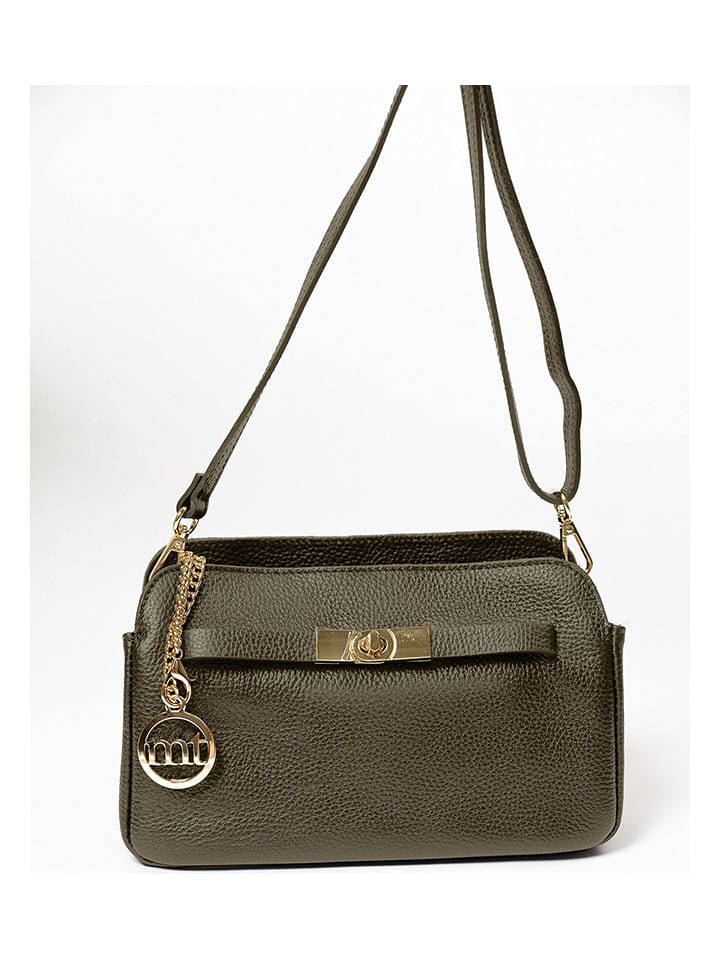 Mia Tomazzi Skórzana torebka "Bentivoglio" w kolorze khaki - 24 x 16 x 9 cm rozmiar: onesize
