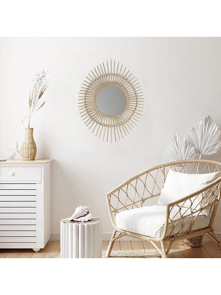 THE HOME DECO FACTORY Lustro ścienne w kolorze beżowym - Ø 58 cm rozmiar: onesize