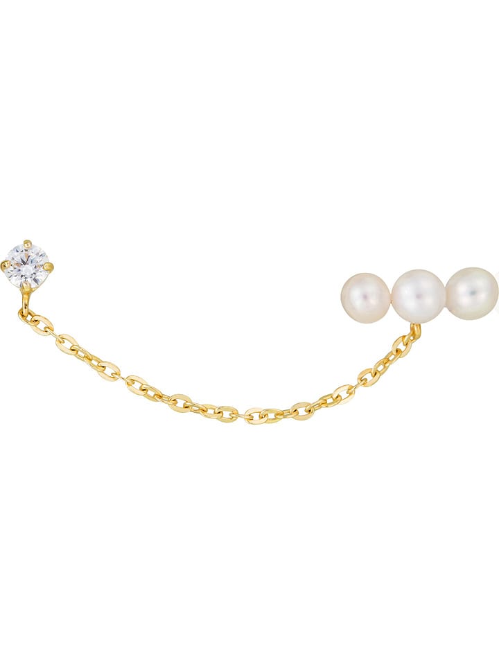 OR ÉCLAT Złote kolczyki-wkrętki "Perle montante" z perłami i cyrkonią rozmiar: onesize