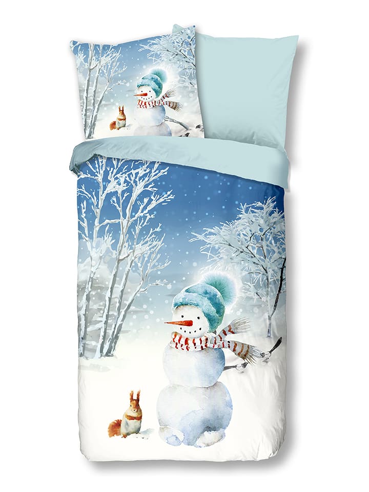 Good Morning Komplet pościeli flanelowej "Cold" w kolorze niebieskim rozmiar: 140x200 cm