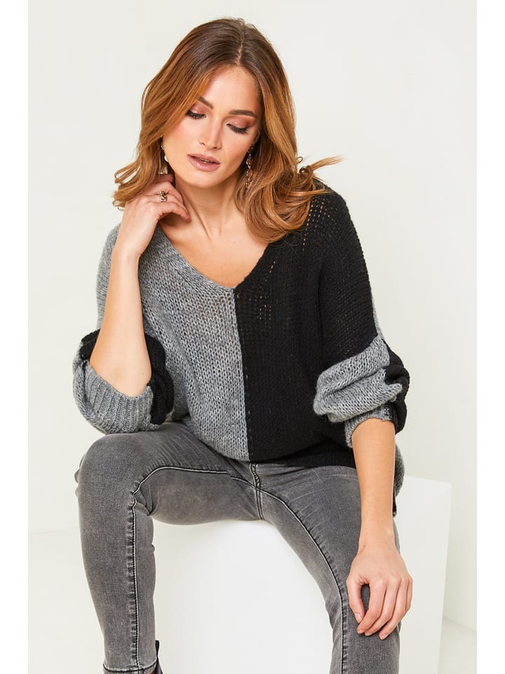 Joséfine Sweter "Josef" w kolorze szaro-czarnym rozmiar: M