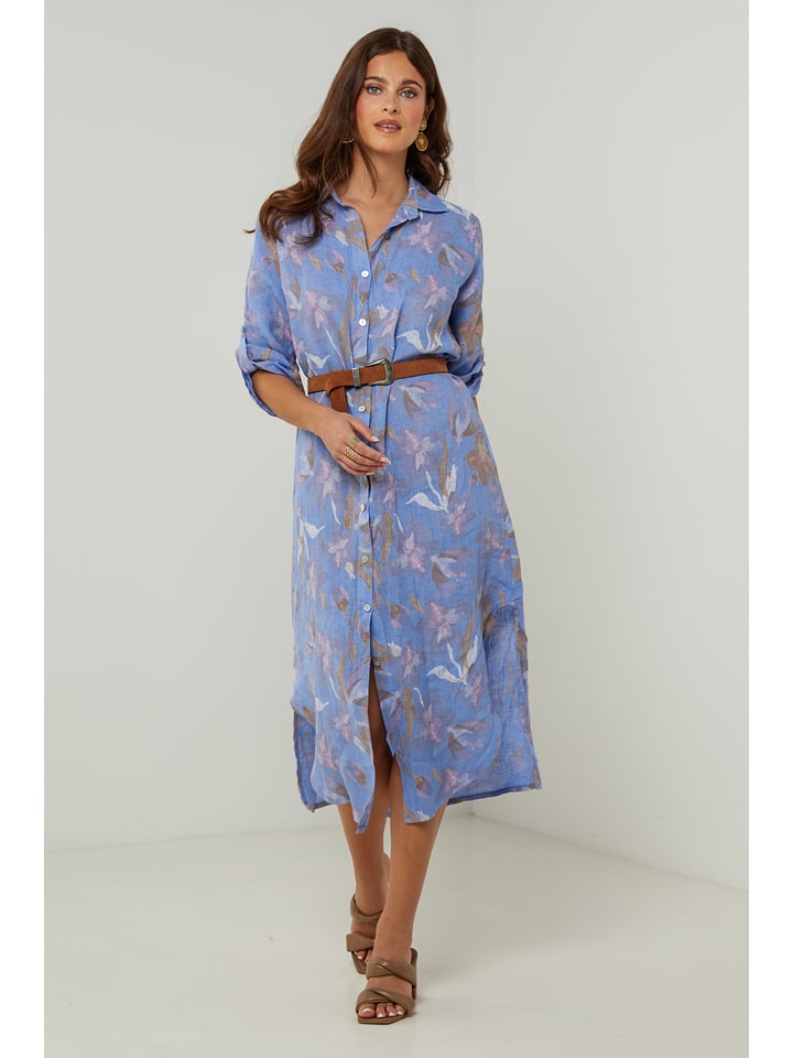 Lin Passion Lniana sukienka w kolorze niebieskim rozmiar: 40/42