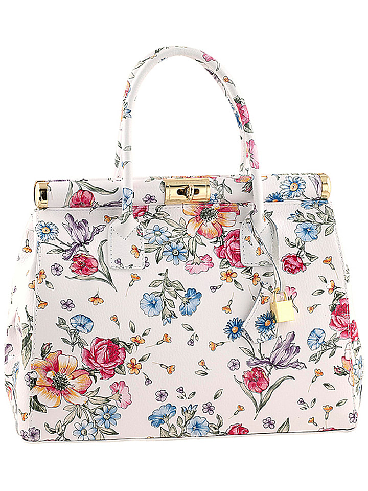 ORE10 Skórzana torebka "Cesena" w kolorze białym ze wzorem - 35 x 28 x 16 cm rozmiar: onesize