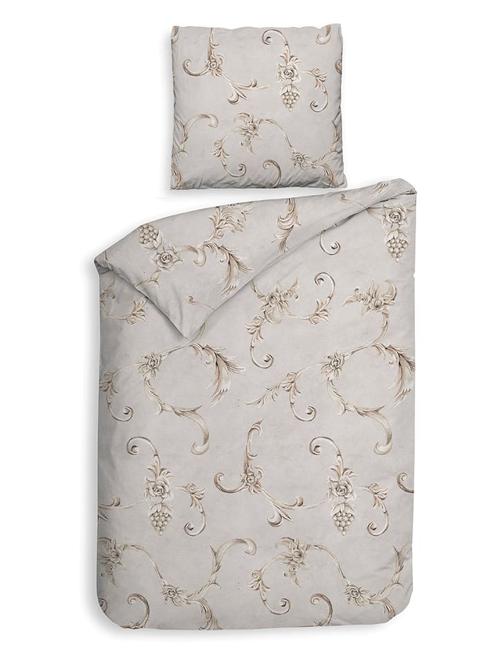 Heckett Lane Komplet pościeli flanelowej "Rosalie" w kolorze szarym rozmiar: 140x220 cm