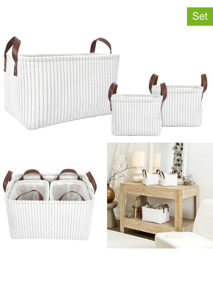 THE HOME DECO FACTORY Kosze (3 szt.) w kolorze białym - wys. 20 cm rozmiar: onesize