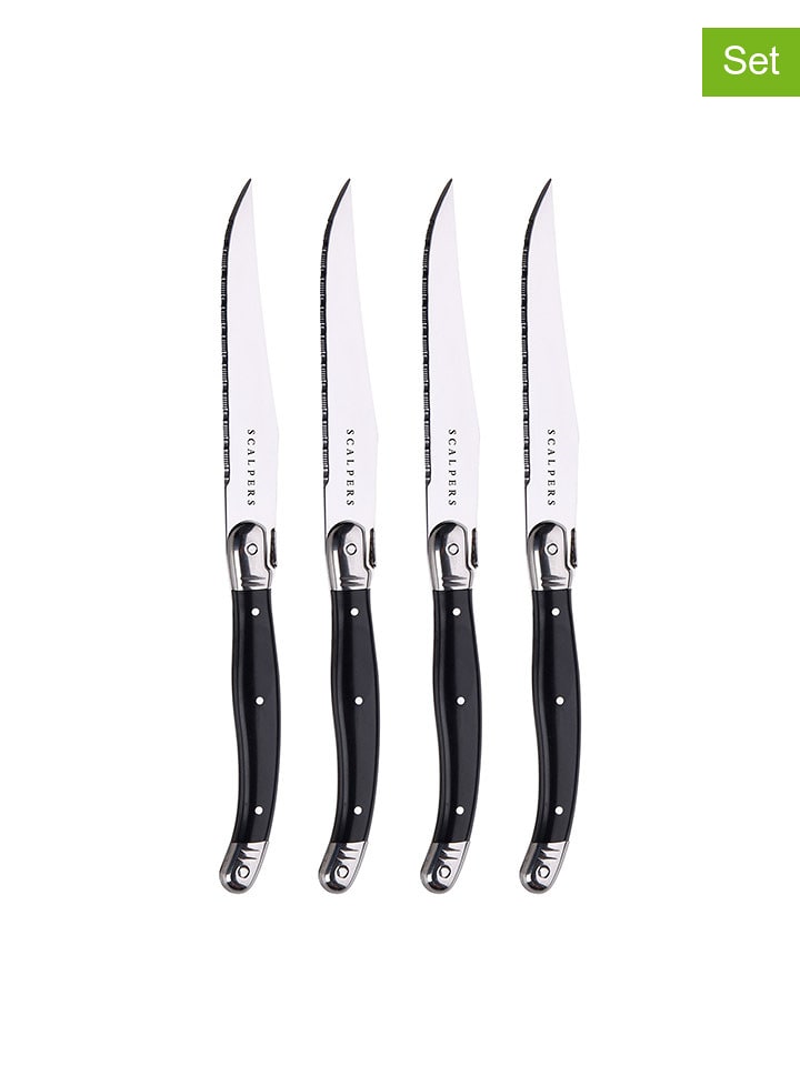 SCALPERS Noże (4 szt.) w kolorze srebrno-czarnym do steków rozmiar: onesize