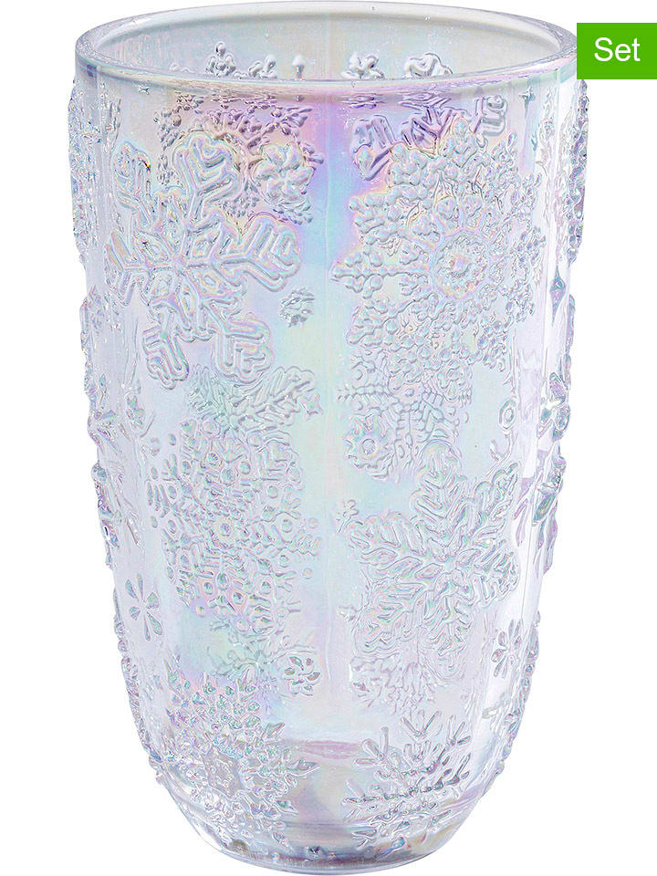 Kare Szklanki (6 szt.) "Ice Flowers" - wys. 14 x Ø 8 cm rozmiar: onesize