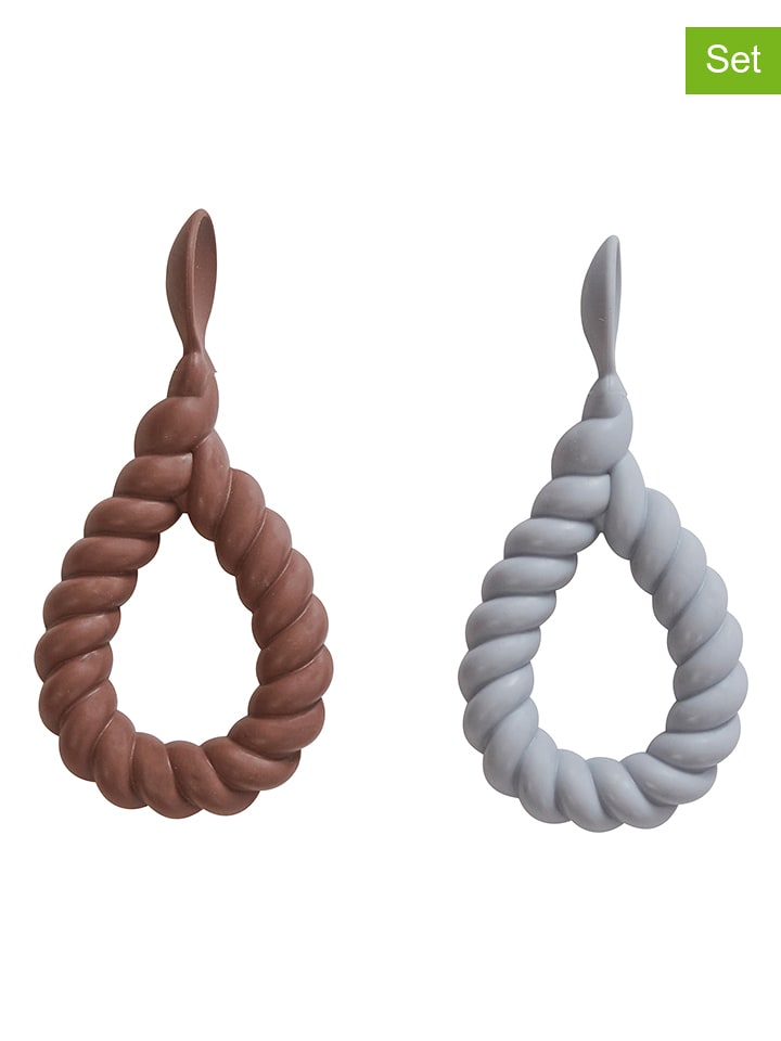 OYOY mini Łyżeczki (2 szt.) w kolorze brązowo-szarym do nauki jedzenia - wys. 13 cm rozmiar: onesize