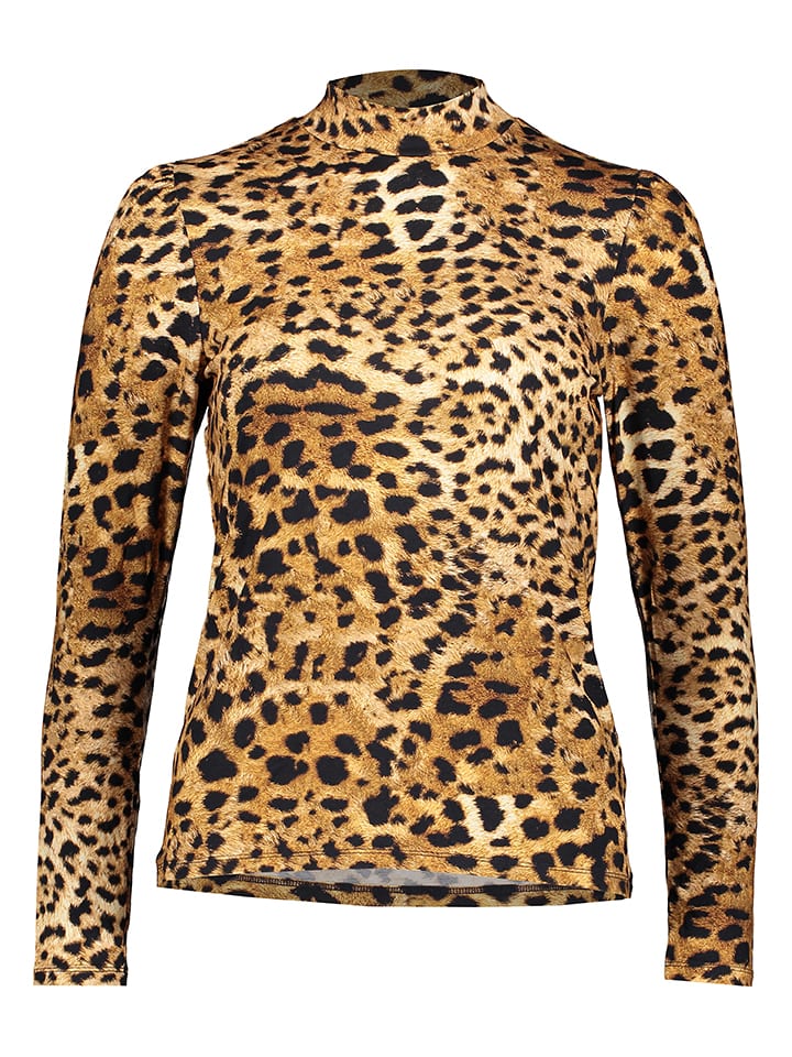 Oui Koszulka w kolorze beżowo-czarnym rozmiar: 38