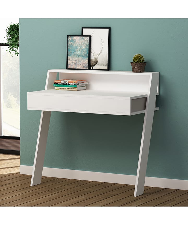 HanahHome Biurko "Cowork" w kolorze białym - 94 x 91 x 50 cm rozmiar: onesize