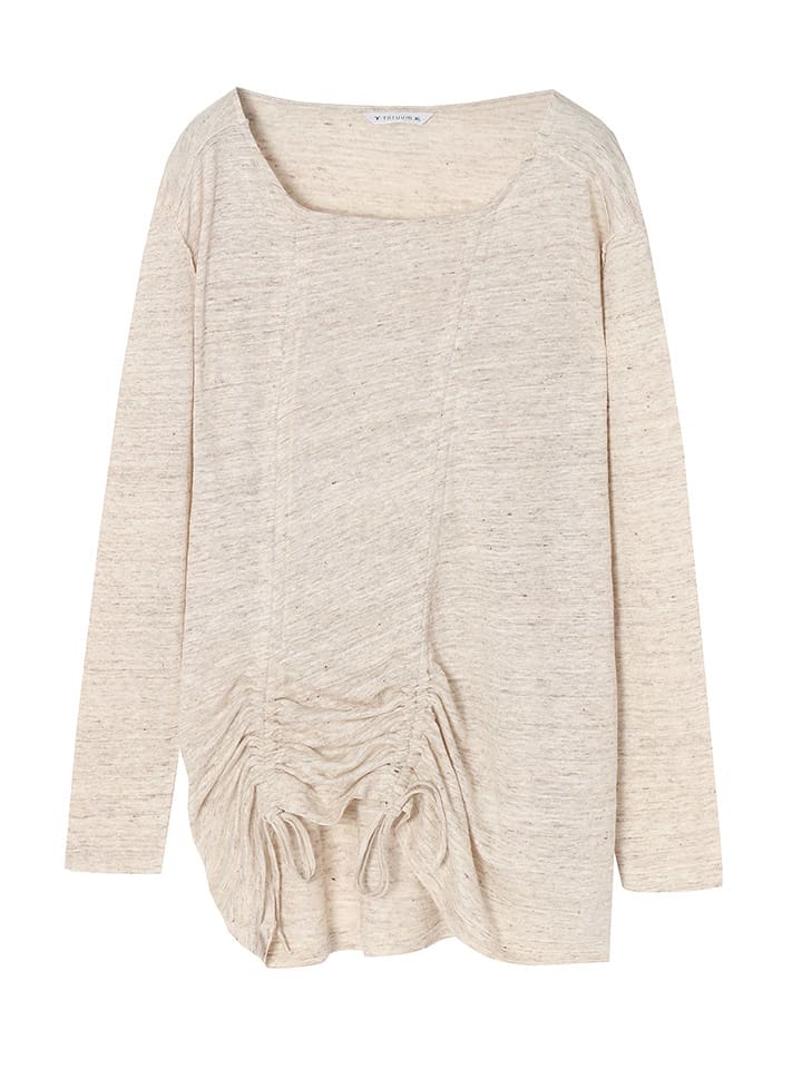 TATUUM Lniana koszulka w kolorze beżowym rozmiar: M