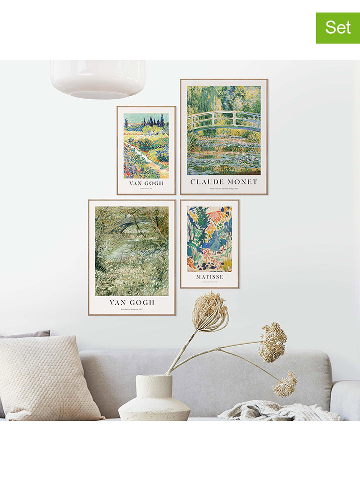 Orangewallz Druki artystyczne (4 szt.) "Green Masters" w ramce rozmiar: 30x40 cm