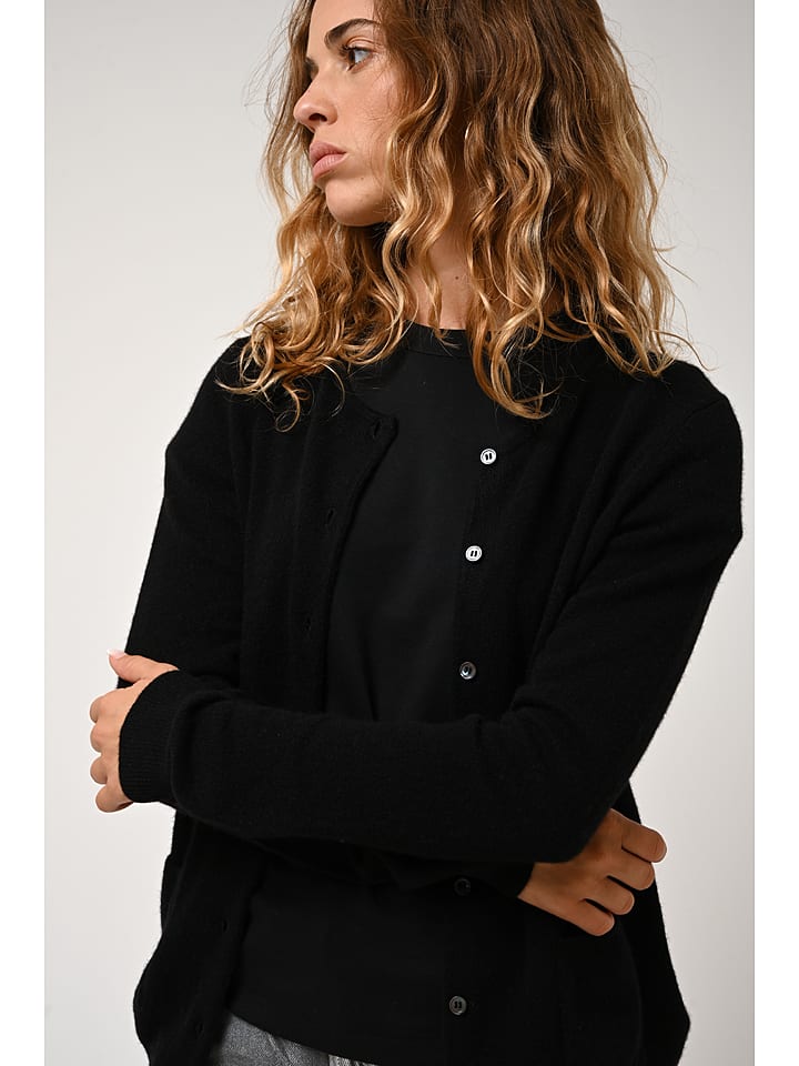 AUTHENTIC CASHMERE Kaszmirowy kardigan "Caron" w kolorze czarnym rozmiar: M