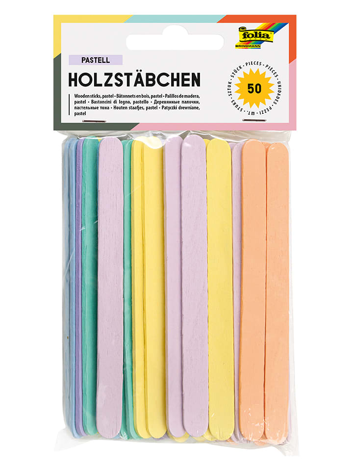 folia PAPER Drewniane patyczki (50 szt.) "Pastels" w różnych kolorach rozmiar: onesize
