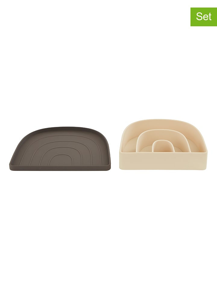 OYOY mini 2-częściowy zestaw naczyń "Rainbow" w kolorze brązowo-jasnożółtym rozmiar: onesize